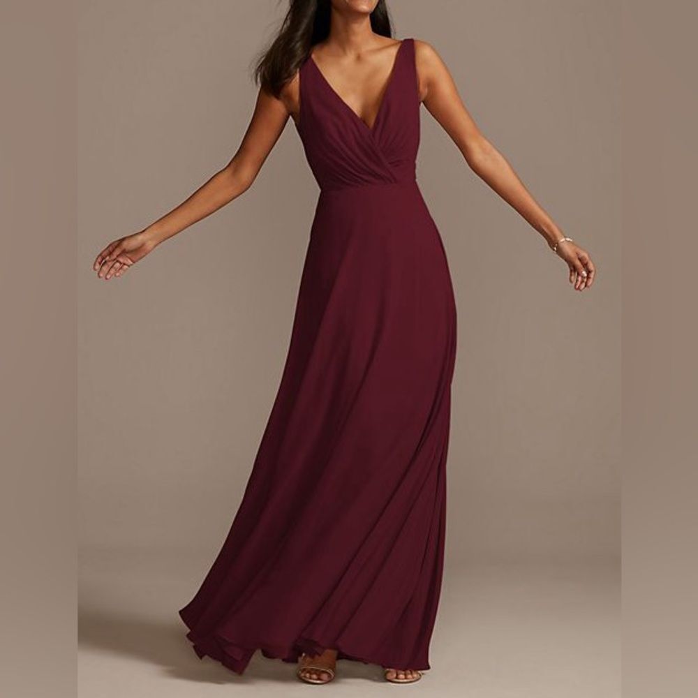 NWT Jenny Packham Womens Jewel Belt Chiffon A Line Gown V Neck Sleeveless